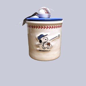 Rae Dunn Peanuts Snoopy PLAY BALL Ceramic Canister Jar